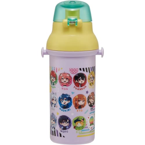 Colorful Peach Water Bottle, Direct Drinking, Plastic, One-Touch Bottle, 480ml, Silver Ion Antibacterial, Karapichi Set (Water Bottle, Name Sticker)