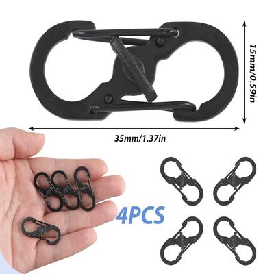 4 Pcs S Carabiner Clip Mini Stainless Steel Dual-Spring S-Shaped Keychain Hooks With Secure Lock