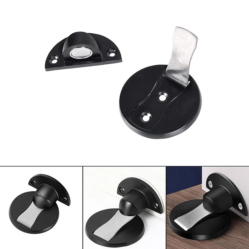 Magnetic Door Stopper,Invisible Heavy Duty Stainless Steel Floor Mount Door Stop with Adhesive & Screws,Anti-Collision Catch for Home Office Bedroom