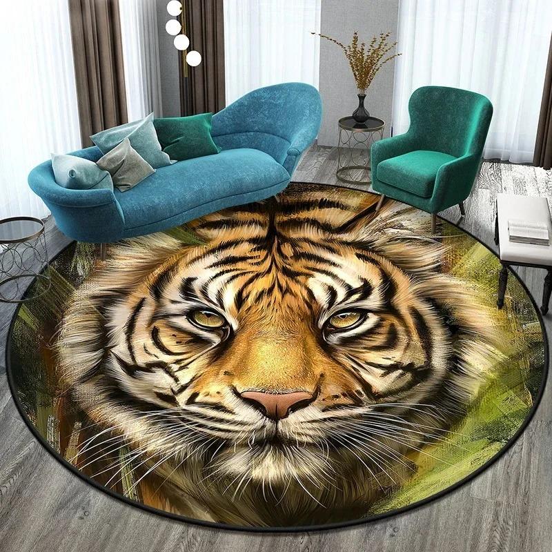 Various Tiger Round Carpet Floor Mat Living Room Rug Prayer Mat Area Rug Children's Decoration Gift Bathroom Floor Home Decor
