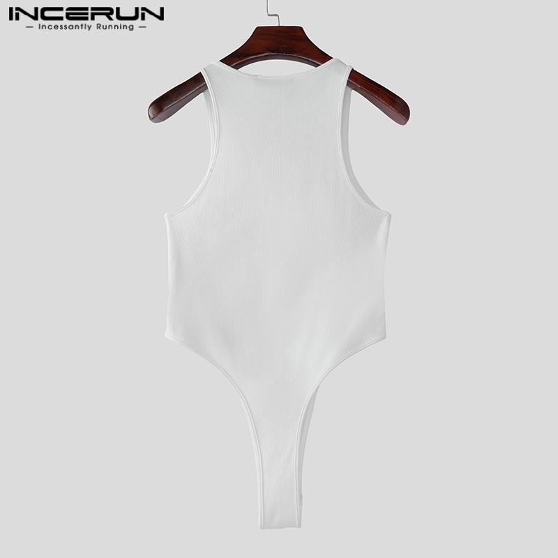 INCERUN Men Underwear U Neck Sleeveless Rib Fitted Leotard Jumpsuits