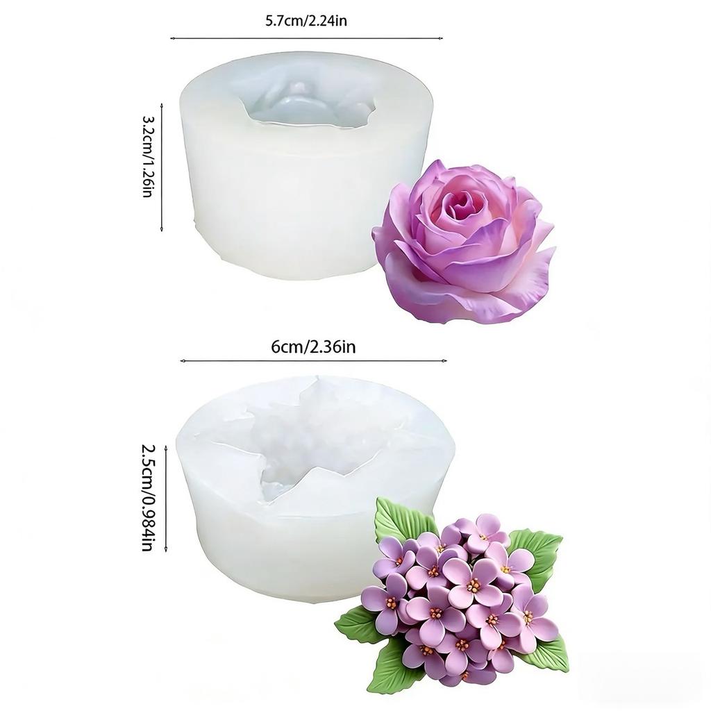 1 Piece 3D Elegant Rose Silicone Mold - Reusable Flexible Mold for Candle, Resin Art, Handmade Soap and Clay Making, Exquisitraft Enthusiasts