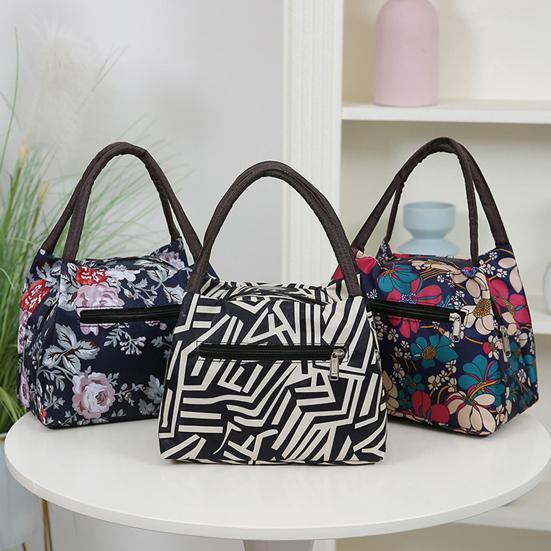 Hand-Carrying Lunch Bag Large Opening with Widened Handle Carrier Oxford Waterproof Bento Bag for Commuting Work Travel