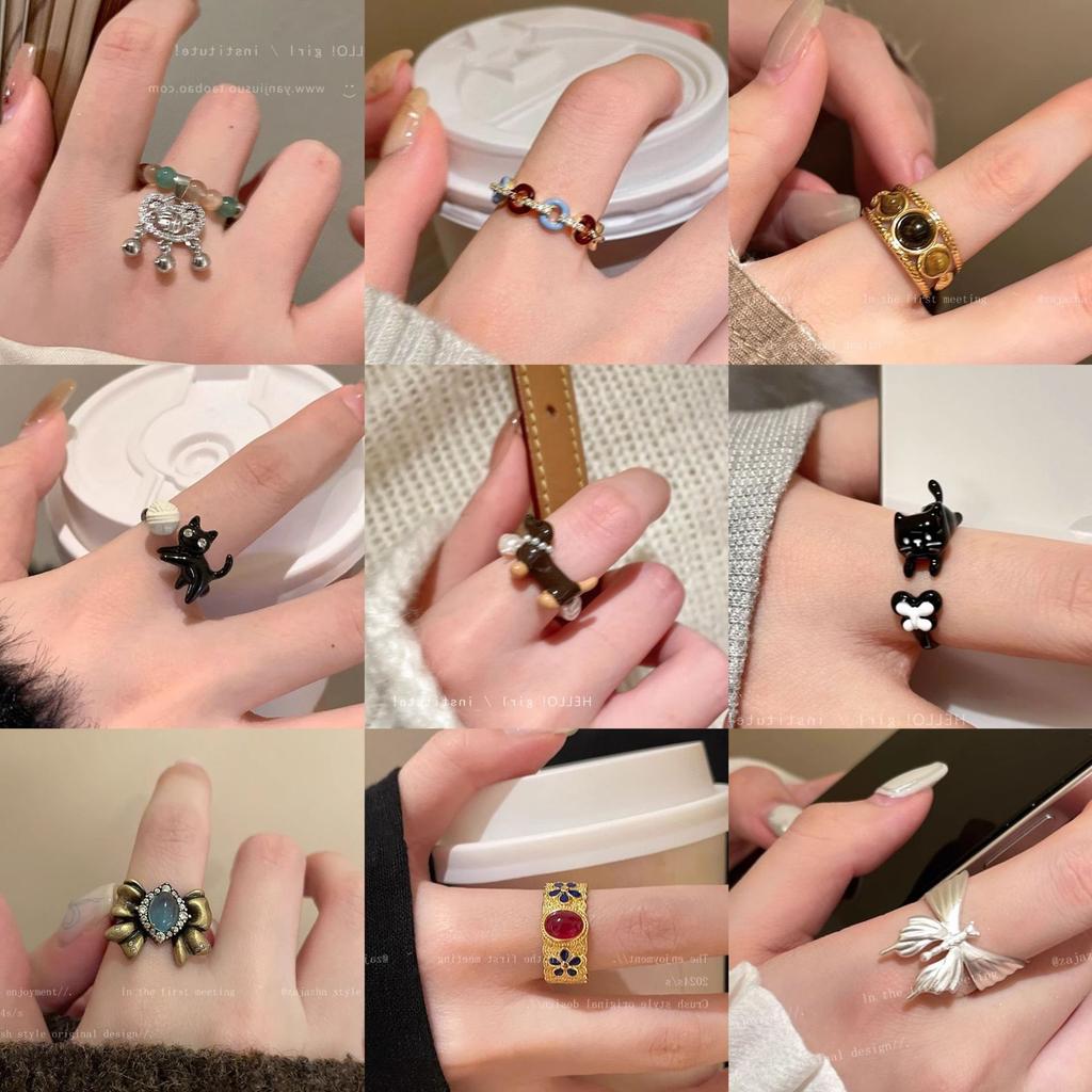 Wind Pearl Zircon Butterfly Ring Female Niche High-end Sense Light Luxury Couple Pair Ring Temperament Open Ring