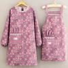 Cotton Canvas Apron With Sleeves Kitchen Cooking Floral Print Adult Chef Bib Lightweight Stain-Resistant