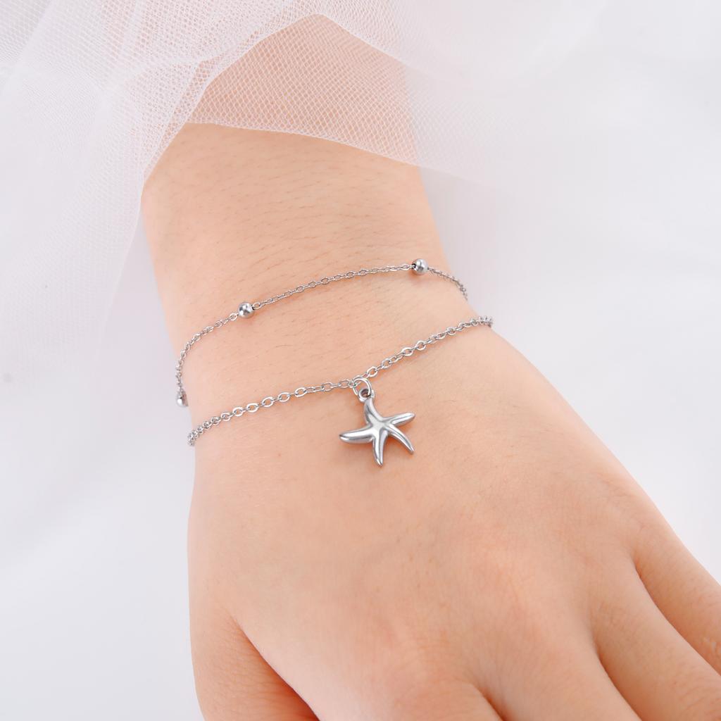 Cazador Sea Starfish Charm Women's Bracelet Stainless Steel Jewelry Double-layer Beads Chains Hand Bracelet Gift 2026 Wholesale