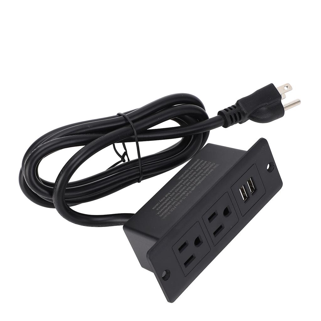 Conference Recessed Power Strip Table Furniture Outlet 2 AC Sockets 2 USB Ports 1.5m Cord