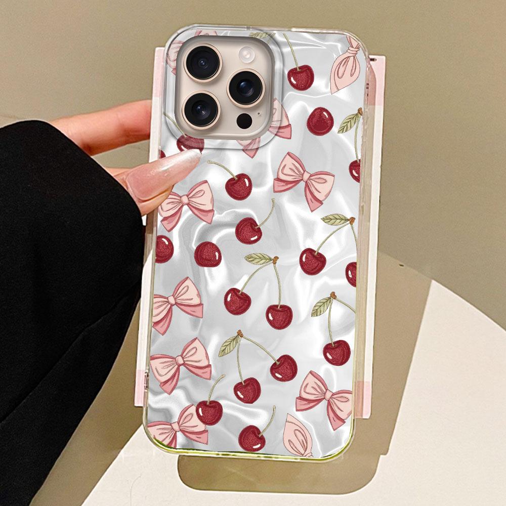 

Summer Cherry Fruit Women Water Texture Phone Case for iphone 16 15 14 7 8 Plus 13 11 12 Pro Max X XS XR SE 2022 2020 16e Cover iphone 13 Pro Max білий