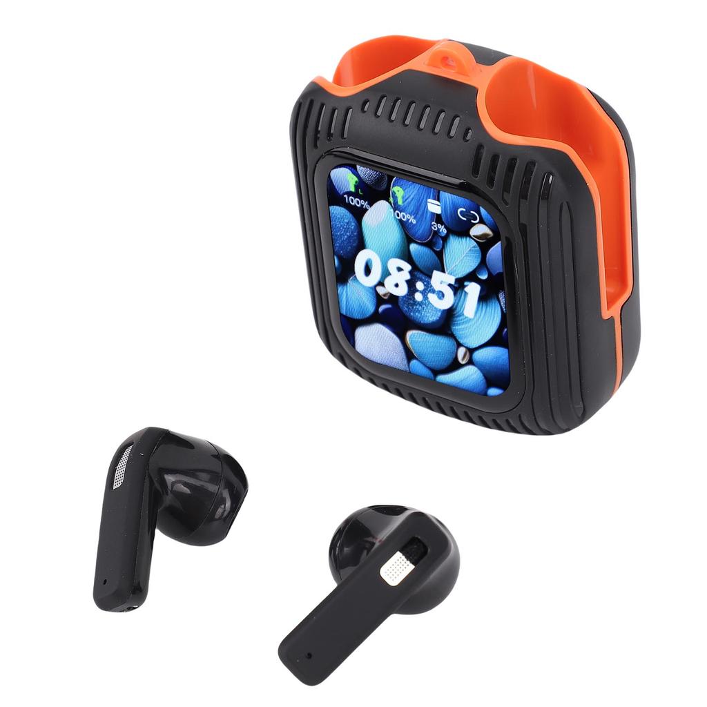 BT Earphones LCD Display APP Control Portable Headphones Earbuds for Study Work Life 10m Black