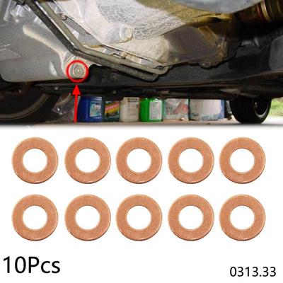 Set of 10 Oil Drain Plug Gaskets 0313.33 For Peugeot 207 208 307 308 406 Citroen C3 C5 10X20X1.8mm Oil Pan Screw Washers Gaskets