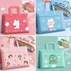 New Double Layer Cartoon File Bag Canvas Zipper File Bag Cartoon Large Capacity Student Tote Tutoring Class