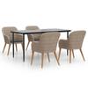 3156730 vidaXL Mobilier de salle à manger de jardin et coussins 5 pcs Marron