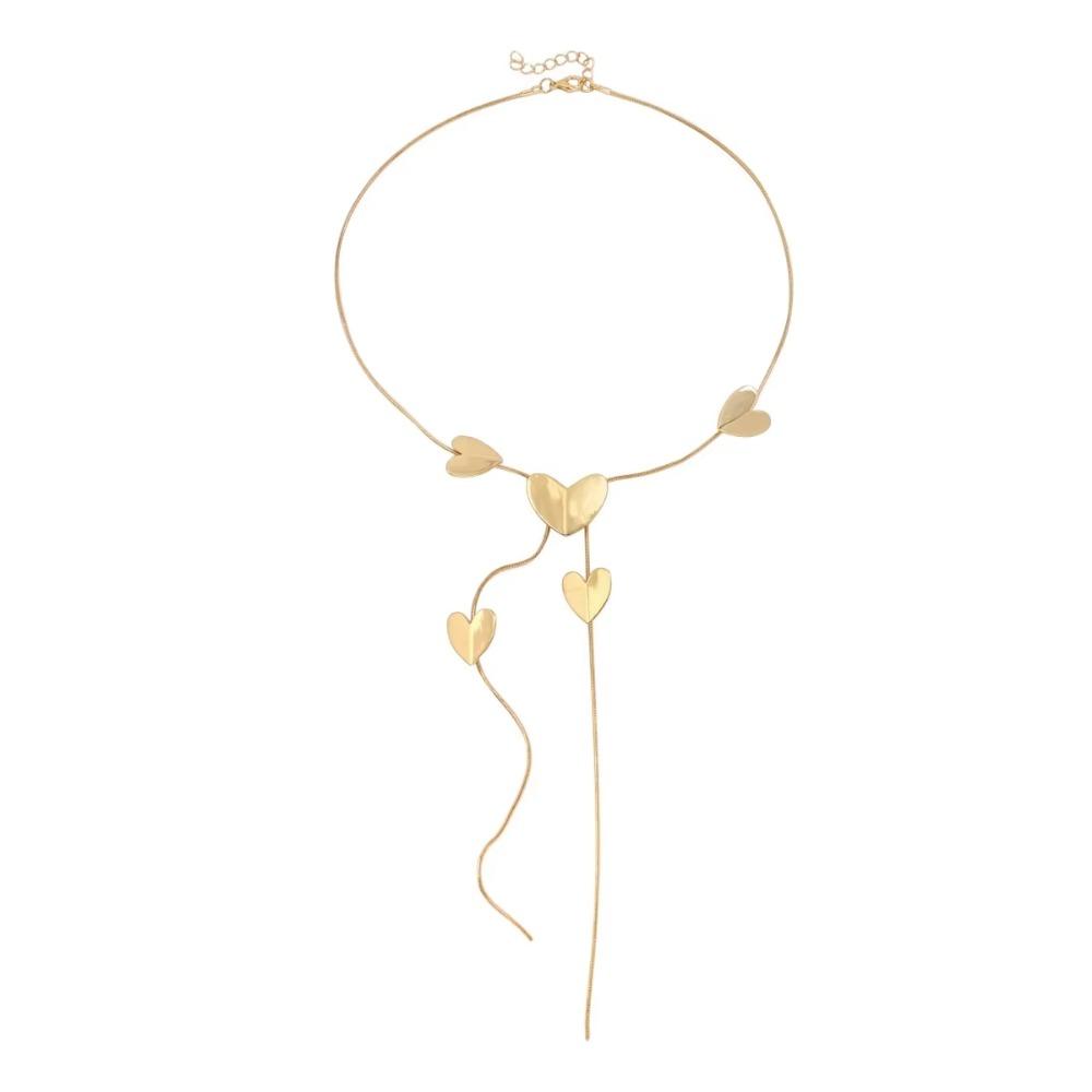 Metal Sequin Geometric Necklace Round/Heart Shaped Long Pendant Necklace  Daily Wear Gold Heart
