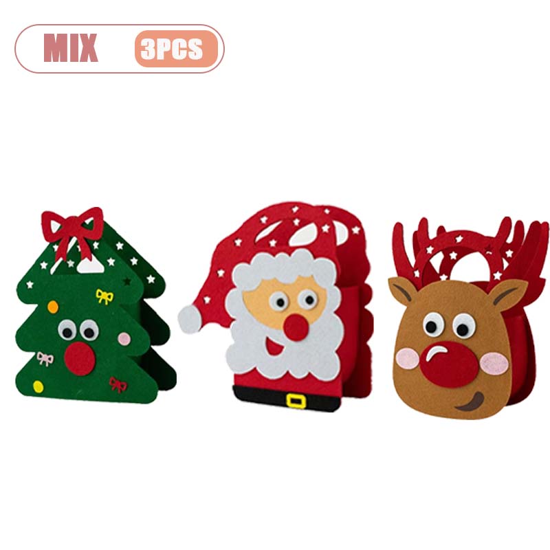 1-10PCS Felt Christmas Candy Bag Creative Holiday Gift Tote Handheld Apple Bag for Kids Party Favor Decoration for Children
