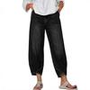 Womens Washed Wide Leg Cropped Denim Jeans Loose Fit Streetwear Casual Pants