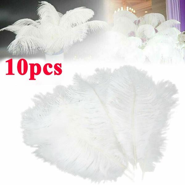 10 ks Elegantní pštrosí peří Bílé nadýchané peříčko pro svatební hostinu Domácí dekorace do pokoje DIY 30-35cm