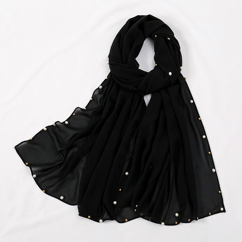 Мусульманский Однотонный Пузырчатый Шифоновый Хиджаб Шарф Для Женщин Жемчужный Хиджаб Шаль Однотонный Головной Платок Женские Хиджабы Шарфы Платок Вуаль