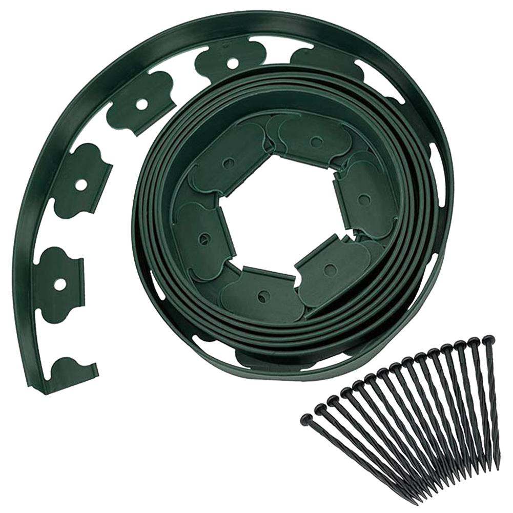 10M Садовый Бордюр с 30 Колышками Без Копки Садовый Бордюр Ландшафтный Бордюр Комплект Бордюров для Садовых Клумб Тротуаров зелёный