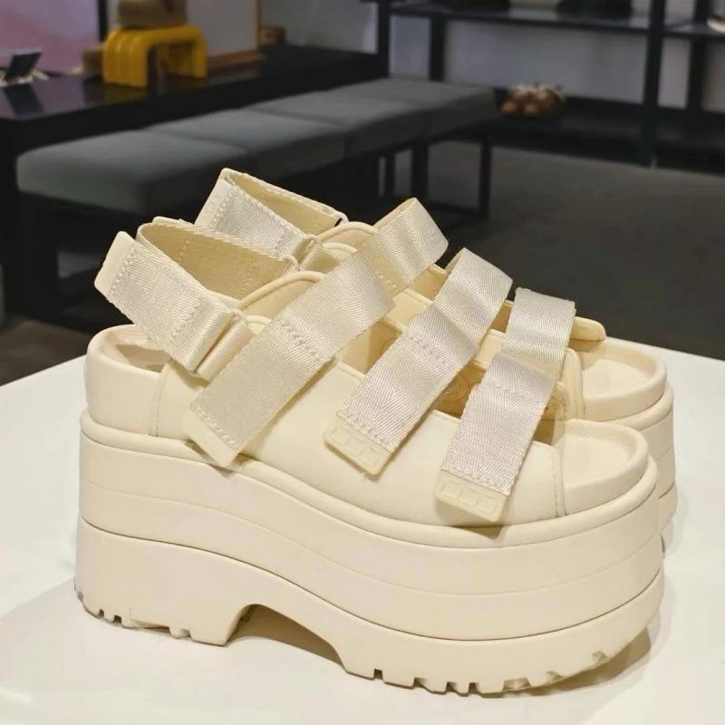 

Summer new dazzling gold slope heel sandals fashion platform Velcro casual Roman sandals versatile casual sandals women 41