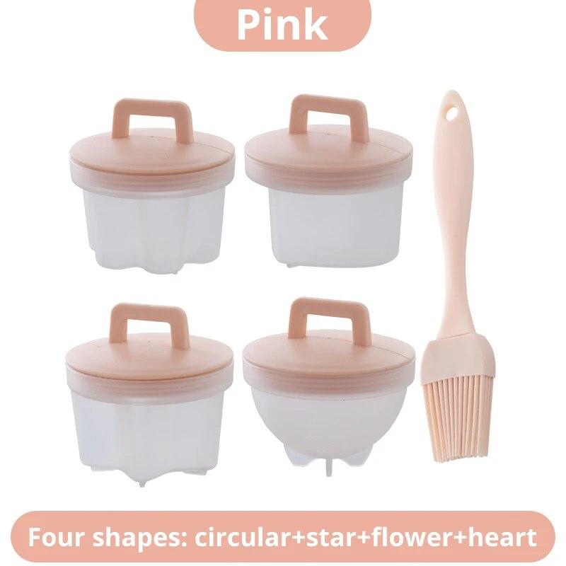 4pcs/set PP Kitchen Egg Steamer Creative Heart Shaped Circular Flower Shaped Star Shaped Steamed and Boiled Egg Mold