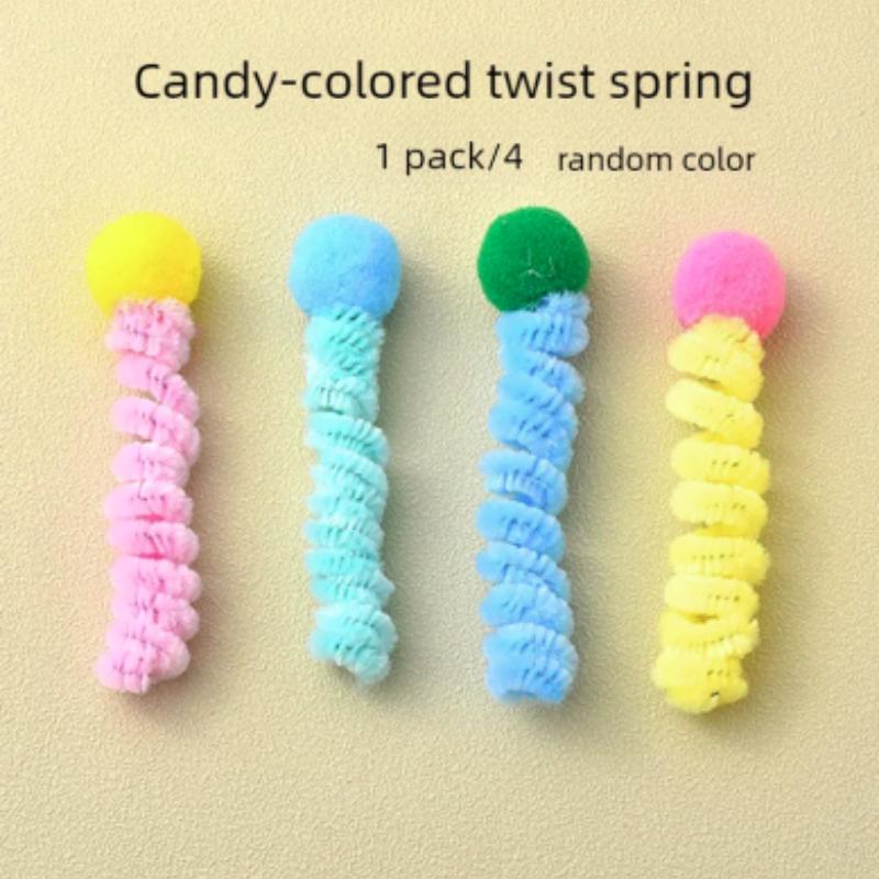 4/200Pcs Cat Spring Toy Cat Spiral Toys Interactive for Indoor Colorful Cats Plastic Springs Coil for Kitten Hunting Swatting