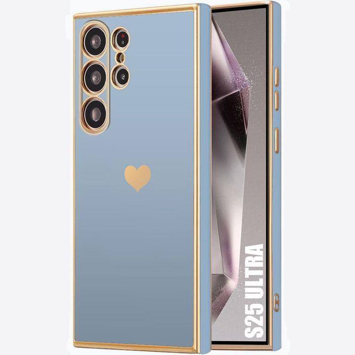 Coque pour Samsung Galaxy S25 Ultra - Motif Cœur Anti-Rayure Souple TPU Bleu