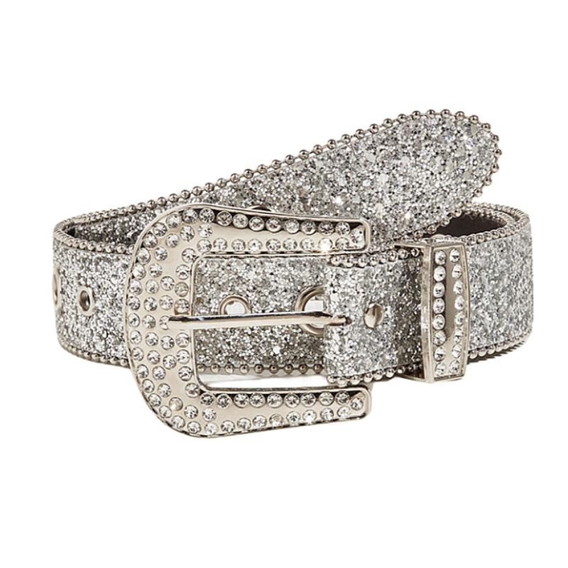 Spice Girl Belt Female Tide Eye Shiny Style Western Rhinestone Buckle Wide Belt Waist Chain