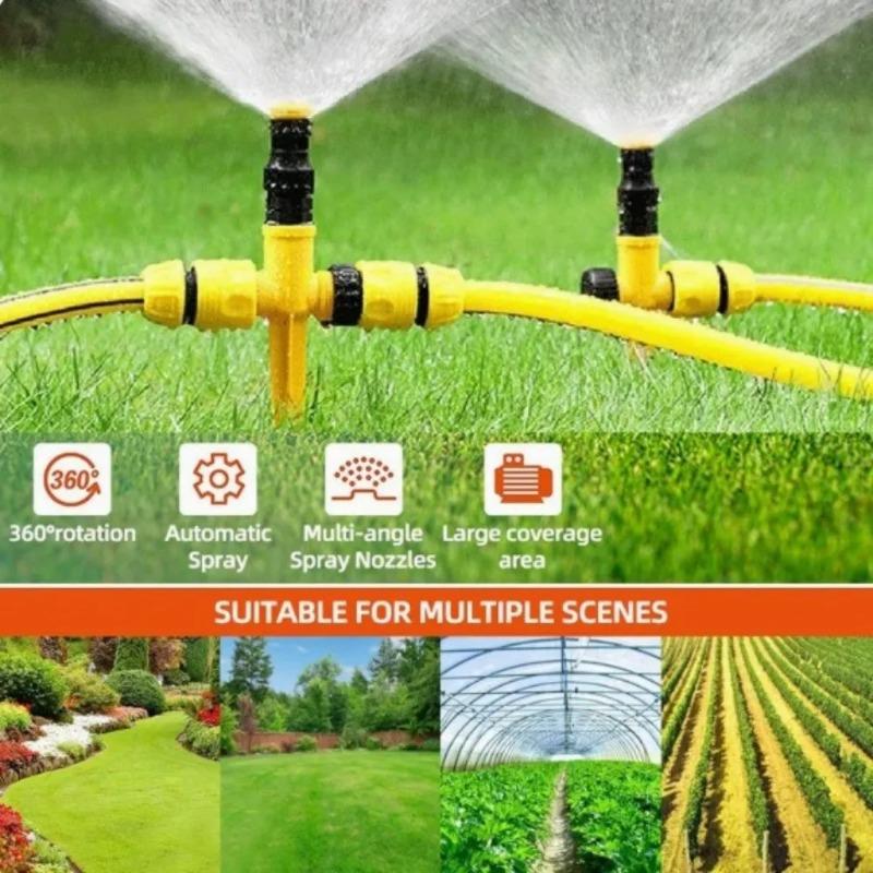3Pcs 360° Rotation Automatic Lawn Sprinkler Adjustable Nozzle Corrosion Resistant Garden Watering System Buried Plug Irrigation Tool