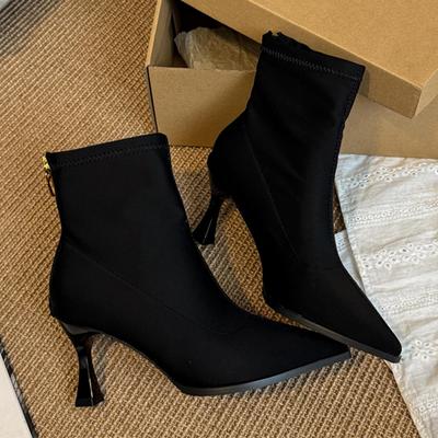 Pointed Toe Women Ankle Boots High Heels Sexy Shoes Designer Luxury Pumps 2025 Winter Dress Party Chelsea Botas Mujer