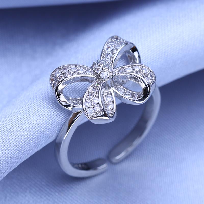 

FEEYOO Мода Лук Цирконий Кольцо Ювелирные Изделия Регулируемое Кольцо Для Женщин белый