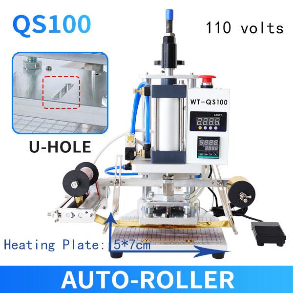 ZONESUN Pneumatische Stanzmaschine Heißpresse Digital Buch Lederbearbeitung Papier Holz Benutzerdefiniertes Logo Prägung Folienzuführer ZS-QS100