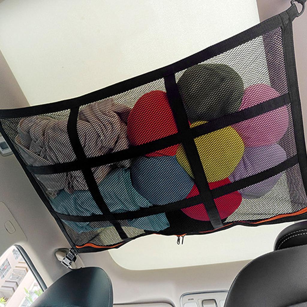 Car Ceiling Cargo Net Pocket Car Roof Storage Organizer Double-Layer Mesh Car Roof Storage Organizer 31x21Inch Car Camping