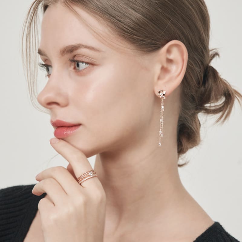 ELLE Jewelry Cubic Point 4-Piece Layered Ring ELBRWR128