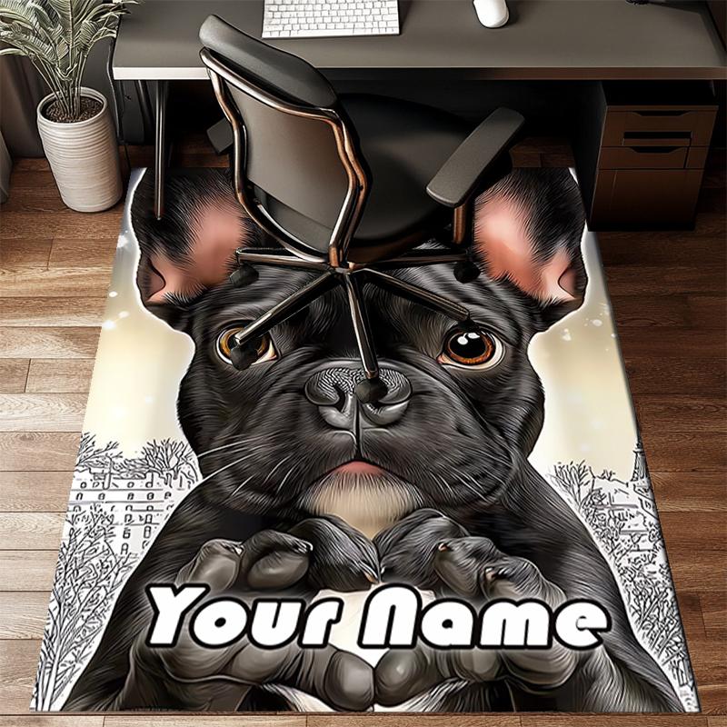 1PC Custom Name French Bulldog Portrait Theme Floor Mat Ideal for Living Room, Game Rooms, Office, Bedroom,Floor Mat Playful Design