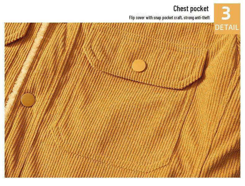 2025 Men's Corduroy Jacket with Lambswool Lining - High-Quality Autumn/Winter Coat
