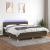 3133728 vidaXL Upholstered Divan Bed Base Mattress and LED Dark Brown 160x200 Cm Fabric