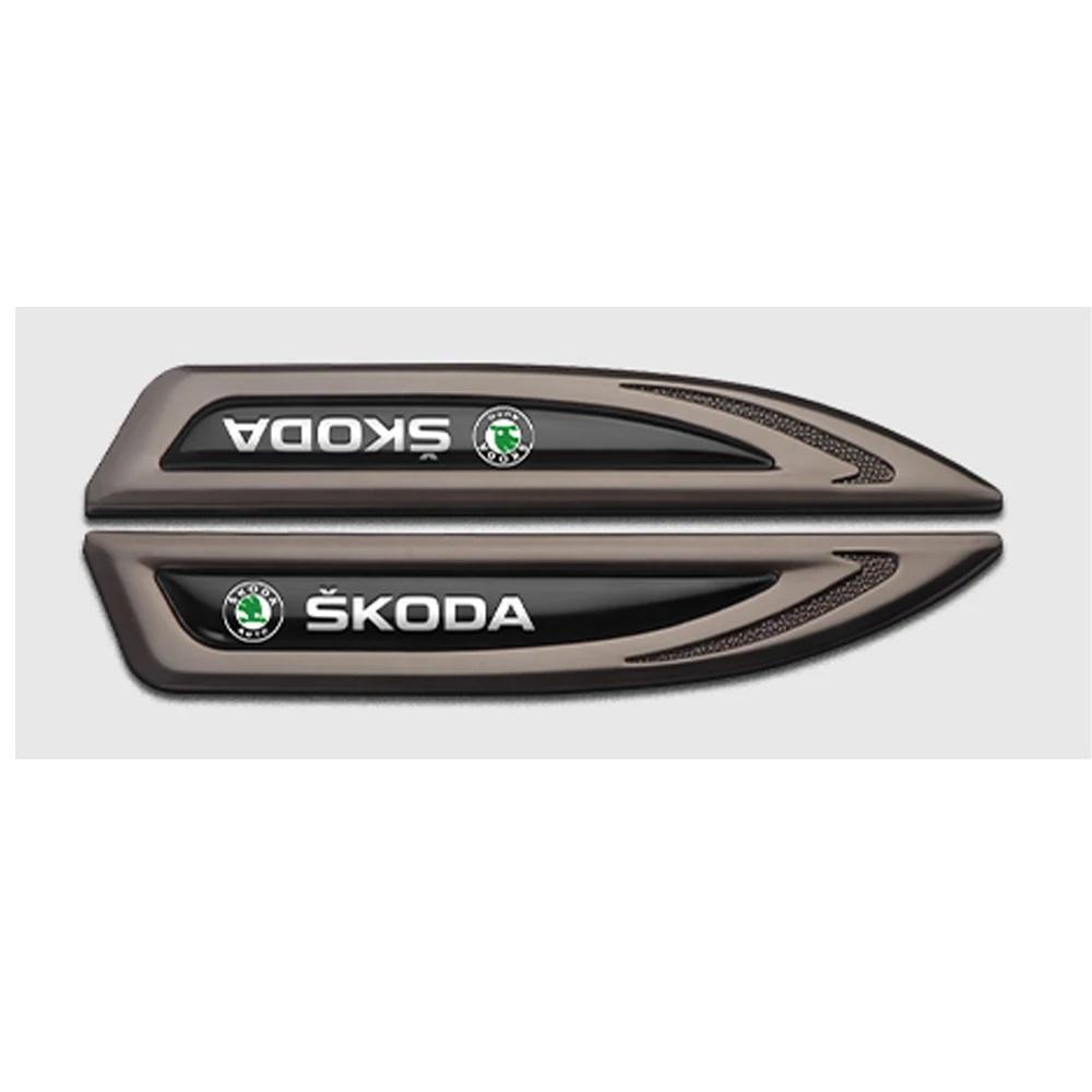 JBIW9 2Pcs Metal Car Fender Side Emblem Stickers For Skoda Octavia 3 Fabia Kodiaq Kamiq RS Body Decor Badge Auto Exterior Accessories