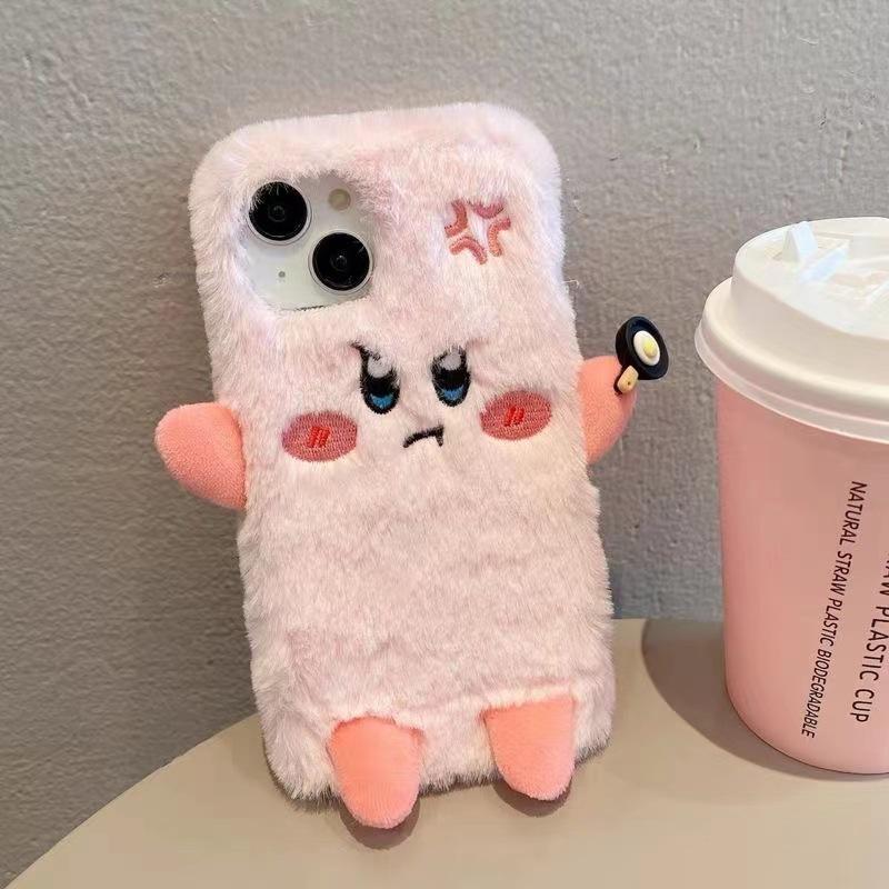 Autumn and winter plush Kirby For iPhone15promax For Apple 16 mobile phone case 14 cartoon xr/xsmax soft 13
