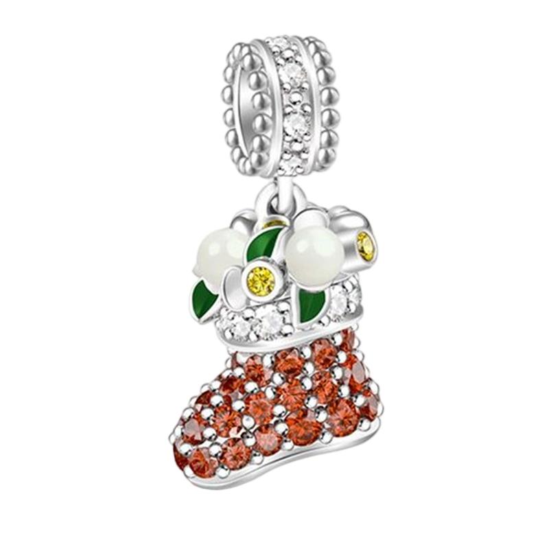Novos Pingentes de Natal Diy Joias Femininas Presente Árvore de Natal Rena Nariz Vermelho Papai Noel Contas Encaixe Pulseira Original Acessórios