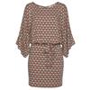 Wide Sleeve Vintage Print Dresses Women Summer Casual O-Neck Keyhole Back Hollow Out Sashes Sexy Bodycon Beach Style Mini Dress
