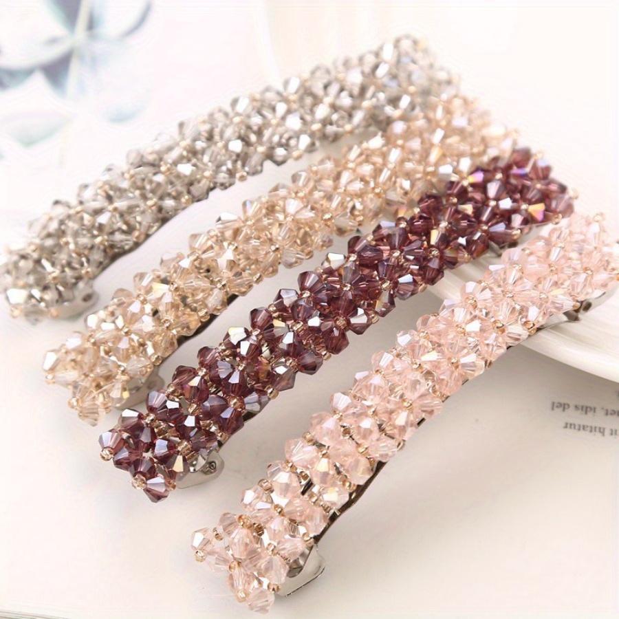 Elegant Sparkling Rhinestone Hairpins - Stainless Steel Spring Clips with Crystal Embellishments, Perfect for Stylish Updos & Festive Occasions