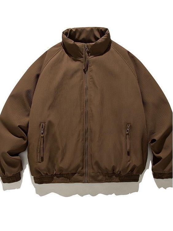 Unisex americká retro péřová bunda s vertikálními pruhy - Zesílený bavlněný kabát svrchní oděv, Ležérní všestranný design