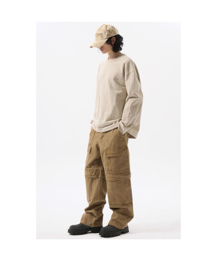 Keoseuuteommellou Beige Oxford Cotton Cargo Pants_Cwpam25392Bex