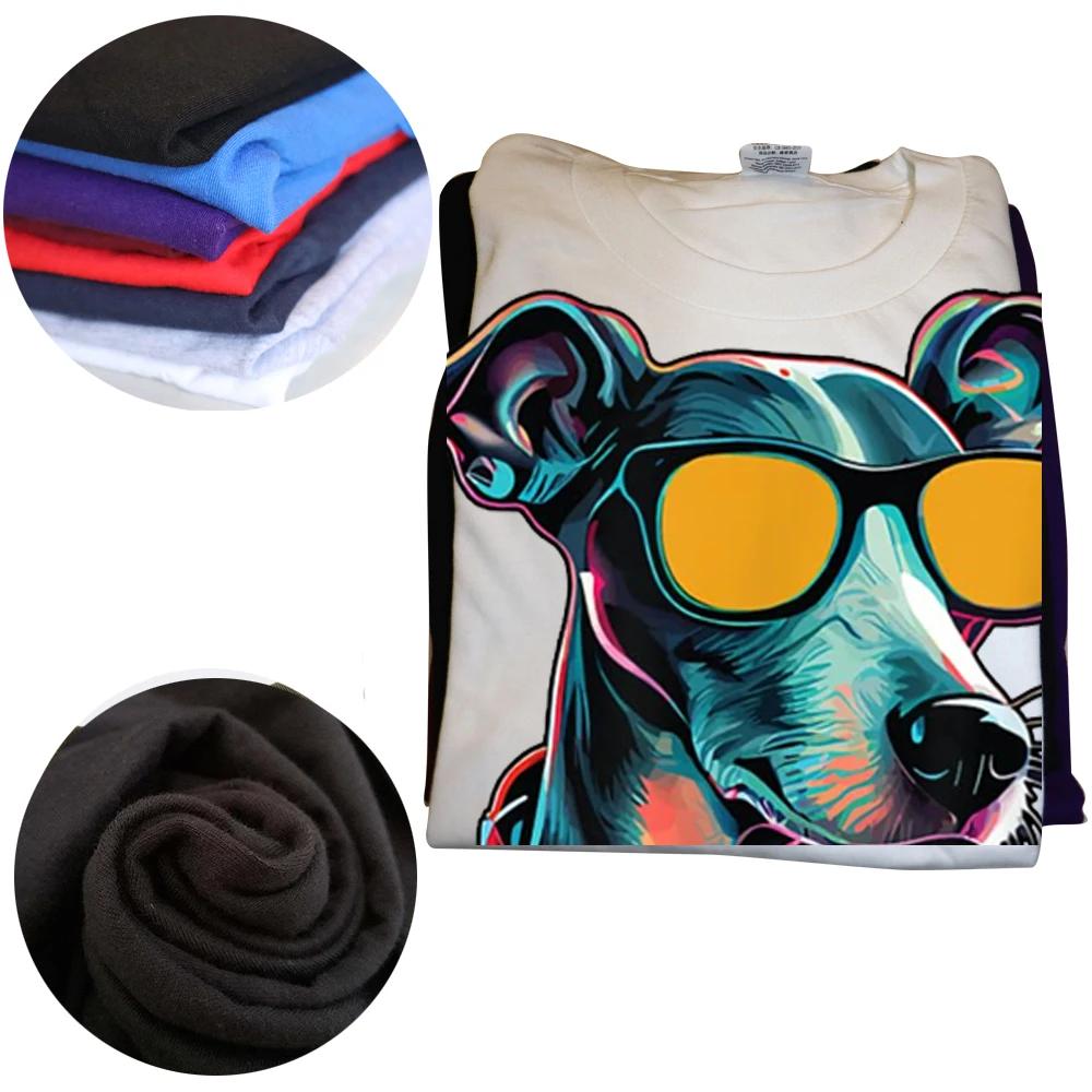 Maman et Papa Lunettes de Soleil Chien Cool Motif T-shirt Lévrier Italien Vêtements de Rue Cadeau Été Vêtements Homme et Femme