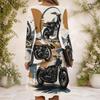 Women Criss Cross V Neck Long Sleeve Cartoon Excavator Printed Fitted Curved Hem Dress