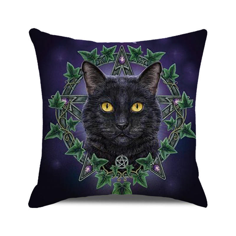 Halloween Trick or Treat Linen Cushion Cover 45x45cm Cartoon Sofa Pillow Case