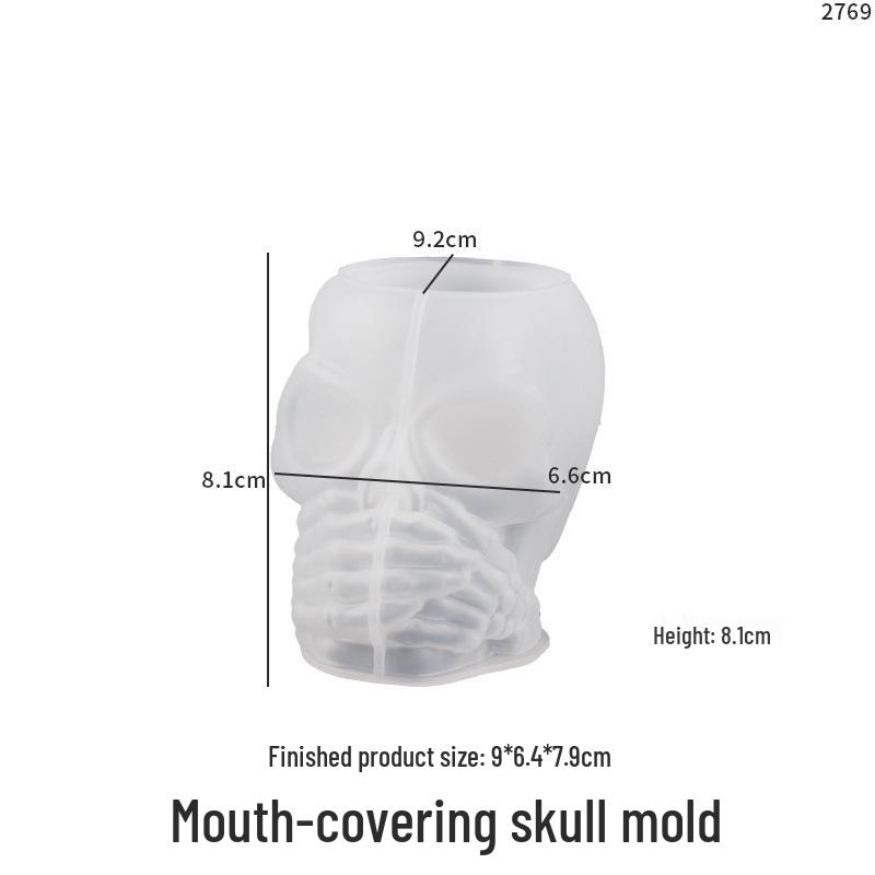 DIY Epoxy Skull Ear Muffs & Mask Pen Holder Mold - Halloween Silicone Ornament Box