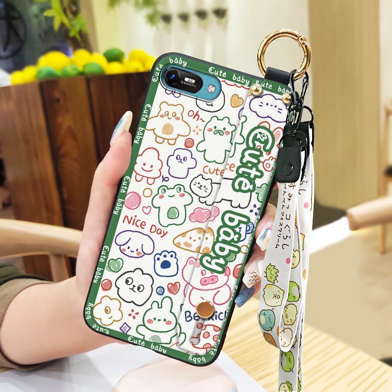 Durable Back Cover Phone Case For Itel A25/A35/A25 Pro Wrist Strap Lanyard Ring Kickstand Protective Shockproof Cartoon
