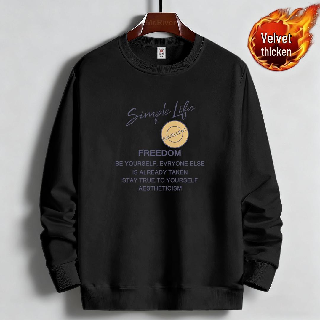 Men s Trendy Fleece-Lined Printed Pullover Hoodie - Warm Winter Base Layer XL