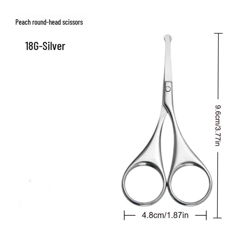Stainless Steel Eyebrow & Nose Hair Trimmer Scissors with Round Head